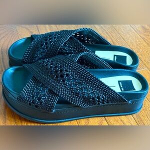 Dolce Vita Black Women's Chunky Platform wedge Slides‎ Sandals sz 12